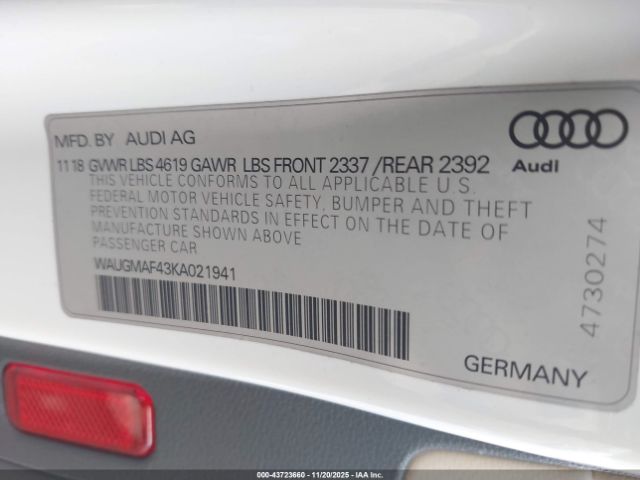 2019 AUDI A4 WAUGMAF43KA021941 Photo 8