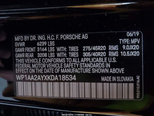 2019 PORSCHE CAYENNE WP1AA2AYXKDA18534 Photo 8