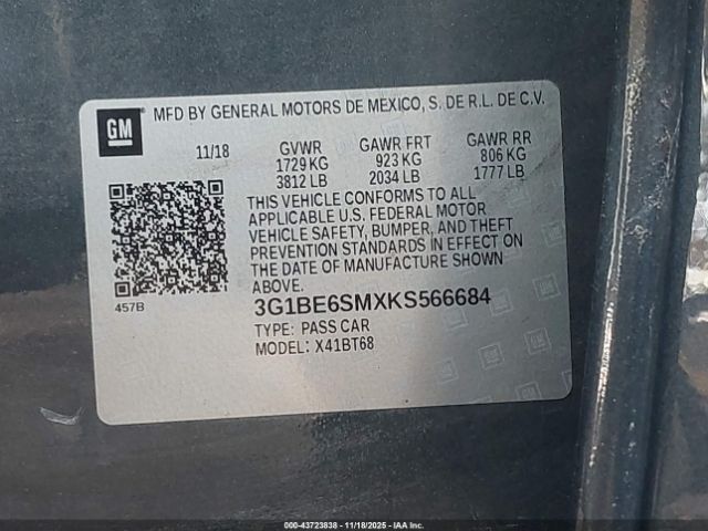 2019 CHEVROLET CRUZE 3G1BE6SMXKS566684 Photo 8