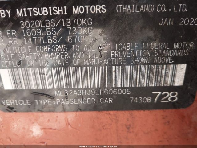 2020 MITSUBISHI MIRAGE ML32A3HJ9LH006005 Photo 8