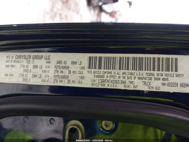 2014 Ram 1500 Big Horn მანქანა იყიდება აუქციონზე, vin: 1C6RR7LTXES346863, აუქციონის ნომერი: 43723937