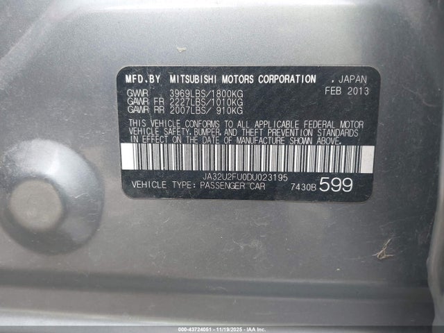 2013 MITSUBISHI LANCER JA32U2FU0DU023195 Photo 8