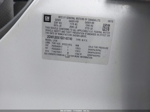 Chevrolet EQUINOX LS 2016 2GNFLEEK1G6143749 Image 9
