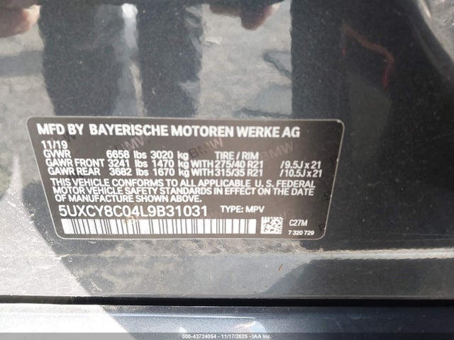 2020 BMW X6 5UXCY8C04L9B31031 Photo 8