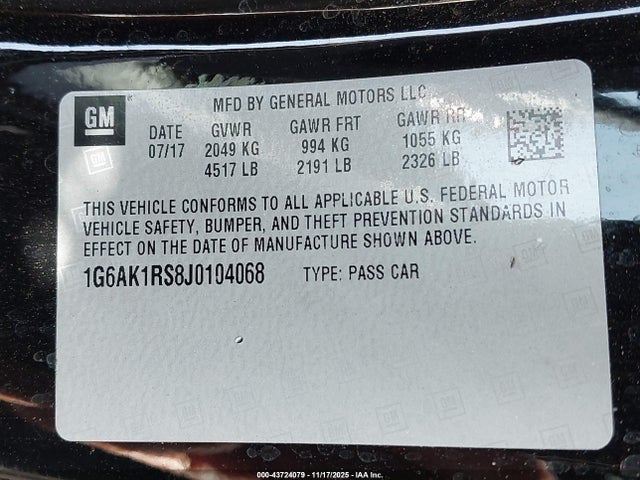 2018 CADILLAC ATS 1G6AK1RS8J0104068 Photo 8