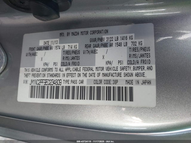 2014 MAZDA MX-5 MIATA JM1NC2PF9E0234809 Photo 8