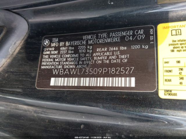 2009 BMW 335I WBAWL73509P182527 Photo 8