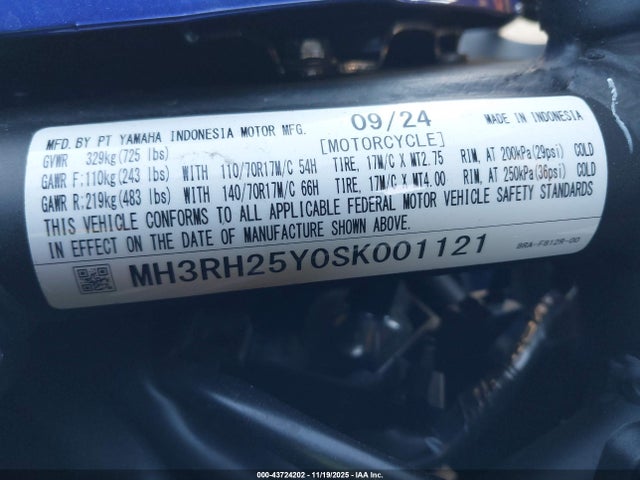 MH3RH25Y0SK001121 Yamaha Yfz320 Ac