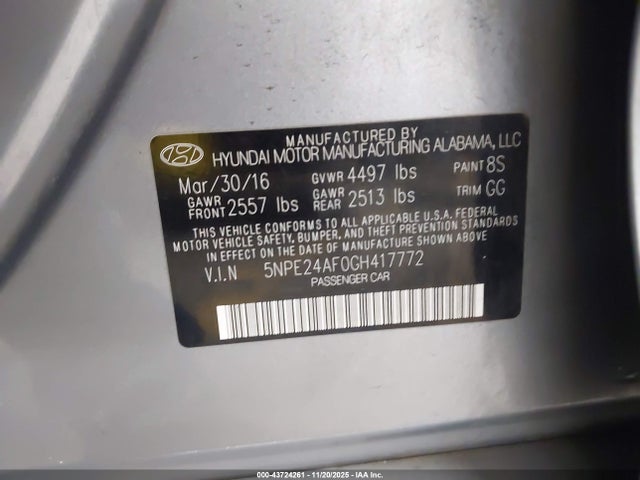 Hyundai Sonata 2016 5NPE24AF0GH417772 Image 9