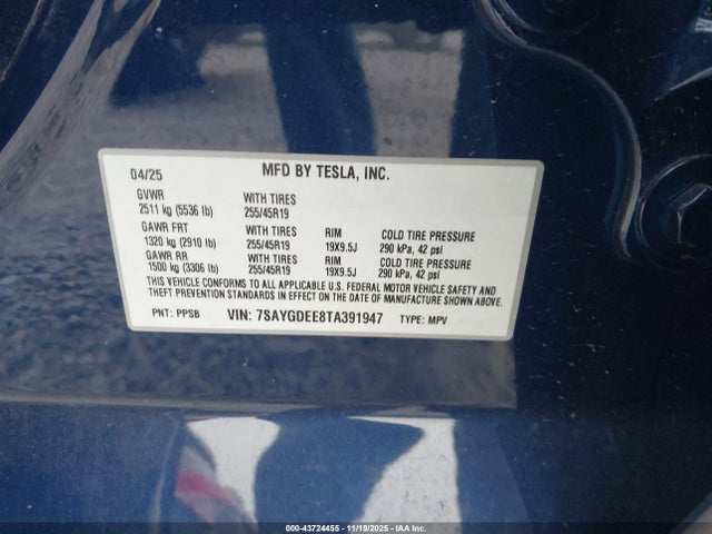 2026 TESLA MODEL Y 7SAYGDEE8TA391947 Photo 8
