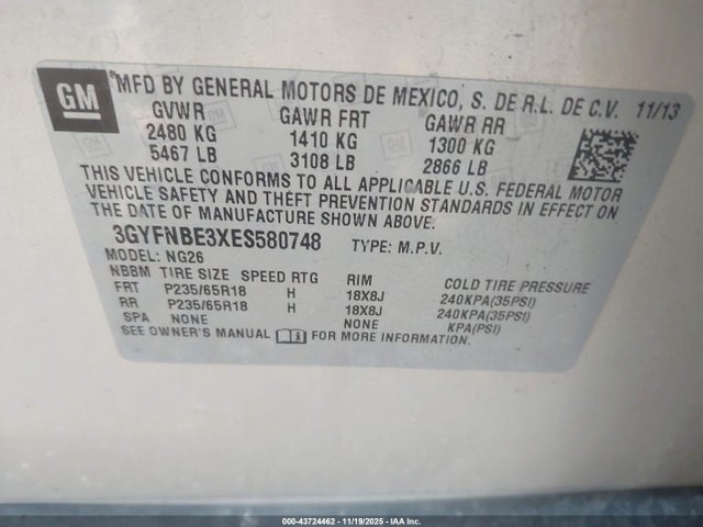 2014 CADILLAC SRX 3GYFNBE3XES580748 Photo 8