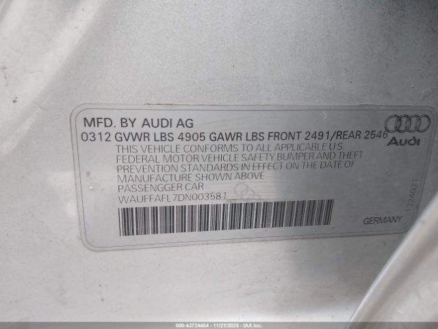 2013 AUDI A4 WAUFFAFL7DN003581 Photo 8