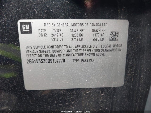 2013 CADILLAC XTS 2G61V5S30D9107770 Photo 8