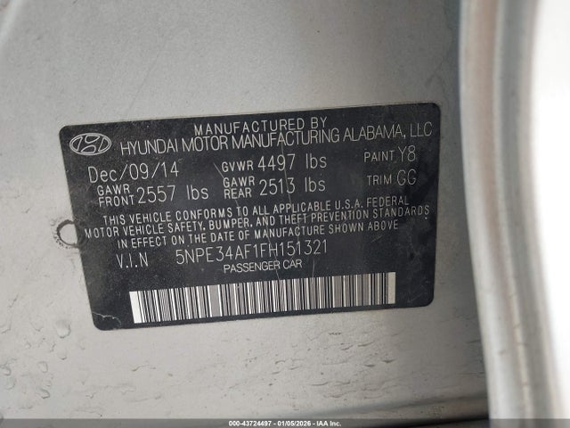 Hyundai Sonata Sport 2015 5NPE34AF1FH151321 Image 9