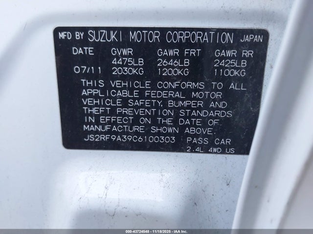 2012 SUZUKI KIZASHI JS2RF9A39C6100303 Photo 8
