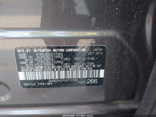 2017 MITSUBISHI OUTLANDER JA4AD2A37HZ013729 Photo 8