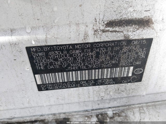 2015 LEXUS GS 350 JTHBE1BL7FA017645 Photo 8