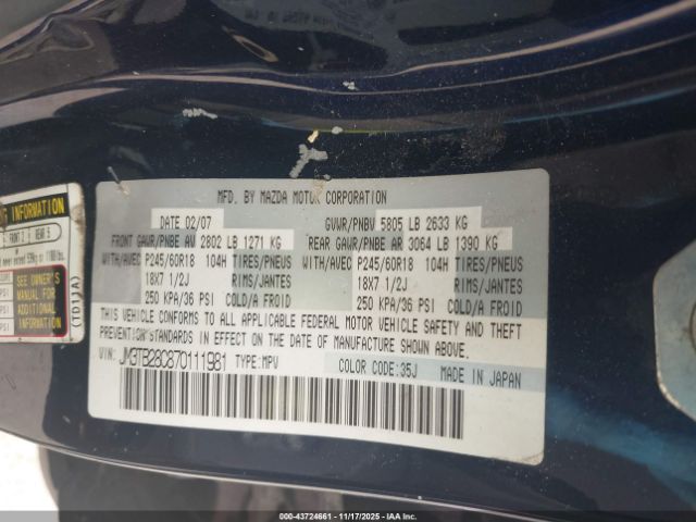 2007 MAZDA CX-9 JM3TB28C870111981 Photo 8