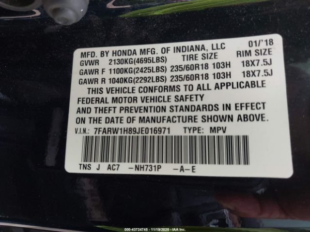 2018 HONDA CR-V 7FARW1H89JE016971 Photo 8