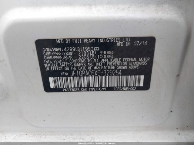 2014 SUBARU IMPREZA JF1GPAC6XEH329254 Photo 8