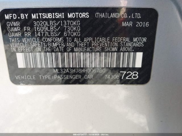 2017 MITSUBISHI MIRAGE ML32A3HJ8HH006780 Photo 8