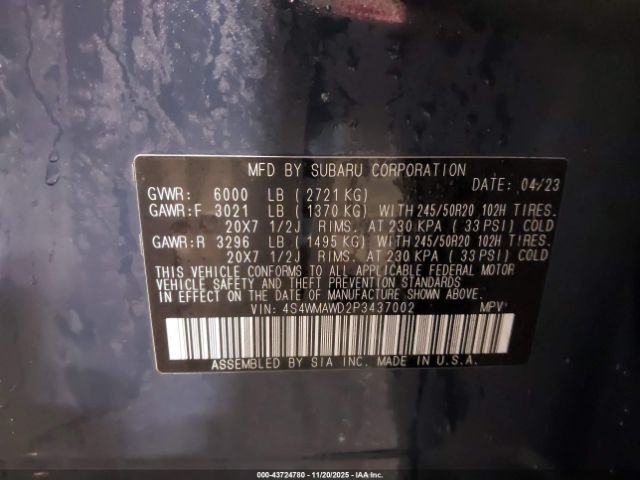 2023 SUBARU ASCENT 4S4WMAWD2P3437002 Photo 8