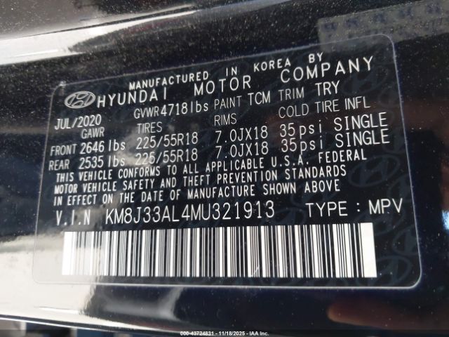 2021 HYUNDAI TUCSON KM8J33AL4MU321913 Photo 8