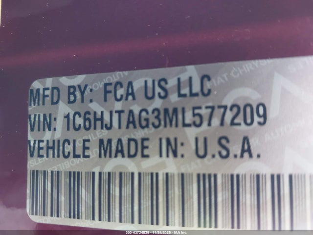Jeep Gladiator 2021 1C6HJTAG3ML577209 Image 9