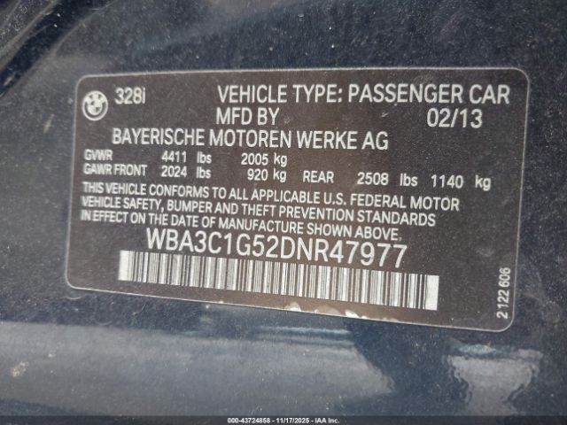 2013 BMW 328I WBA3C1G52DNR47977 Photo 8