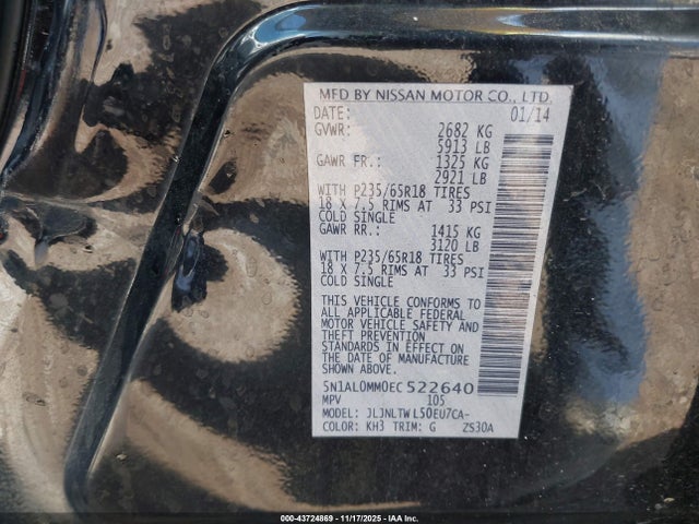 5N1AL0MM0EC522640 Infiniti QX60