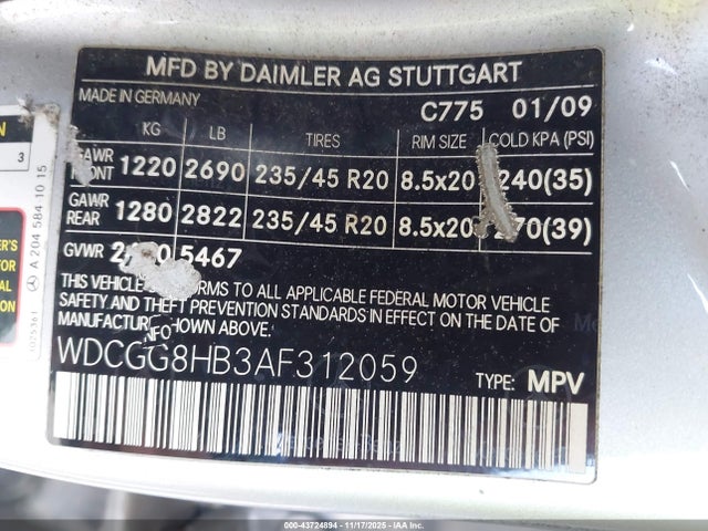 Продаж на аукціоні авто 2010 Mercedes-benz Glk 350 4matic, vin: WDCGG8HB3AF312059, номер лоту: 43724894