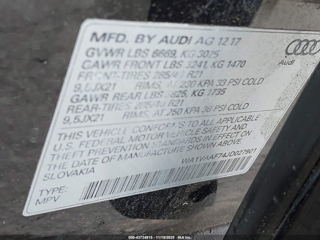 2018 AUDI Q7 WA1VAAF74JD027901 Photo 8