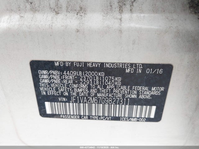 2016 SUBARU WRX STI JF1VA2M67G9827311 Photo 8