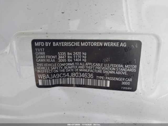 2018 BMW 530E WBAJA9C54JB034636 Photo 8
