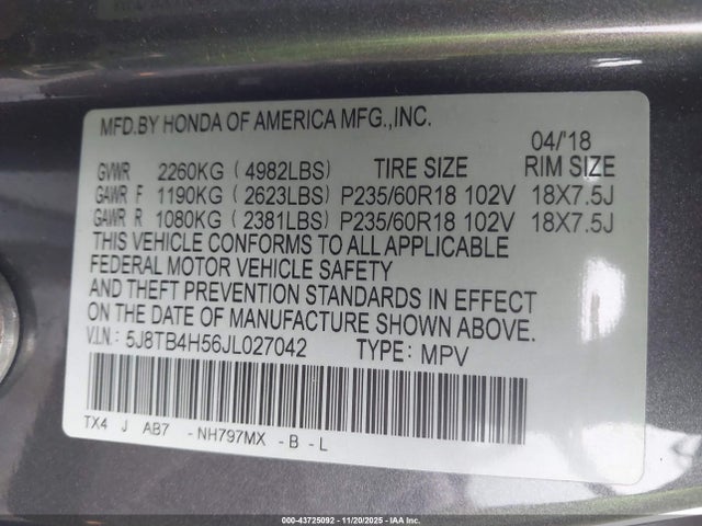 2018 ACURA RDX 5J8TB4H56JL027042 Photo 8