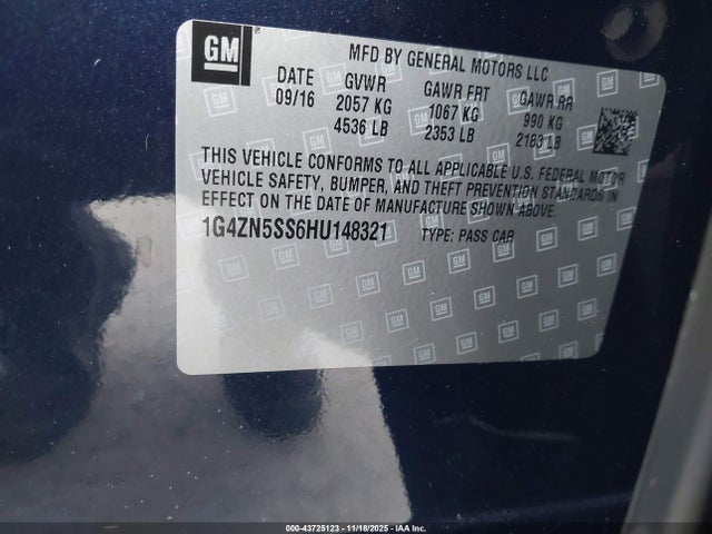 Aukcja sprzedaży 2017 Buick Lacrosse Preferred, vin: 1G4ZN5SS6HU148321, numer aukcji: 43725123