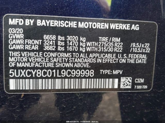 2020 BMW X6 5UXCY8C01L9C99998 Photo 8