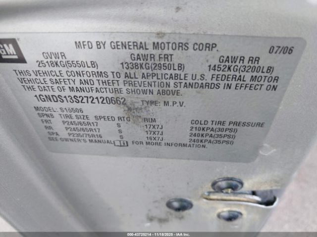 2007 CHEVROLET TRAILBLAZER 1GNDS13S272120662 Photo 8