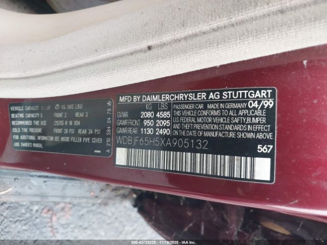 1999 MERCEDES-BENZ E 320 WDBJF65H5XA905132 Photo 8