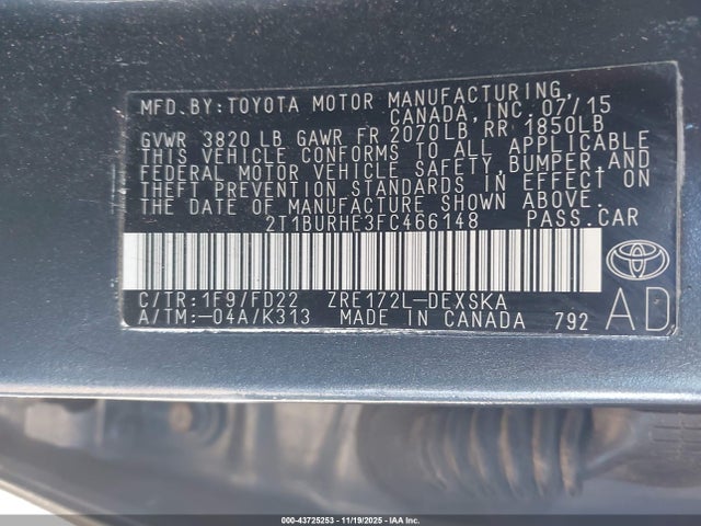 Toyota Corolla S Plus 2015 2T1BURHE3FC466148 Image 9