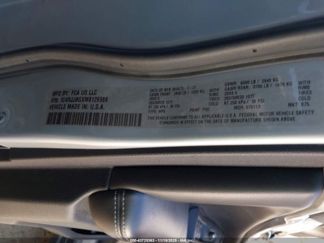 2021 JEEP GRAND CHEROKEE L 1C4RJJBGXM8126989 Photo 8