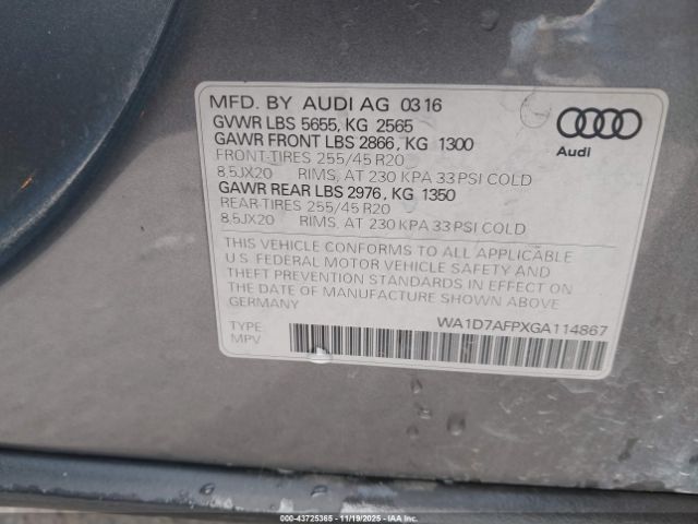 2016 AUDI Q5 WA1D7AFPXGA114867 Photo 8