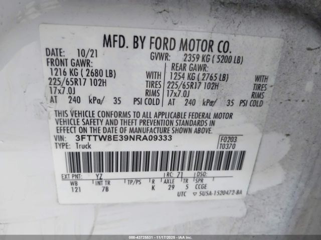 2022 FORD MAVERICK 3FTTW8E39NRA09333 Photo 8