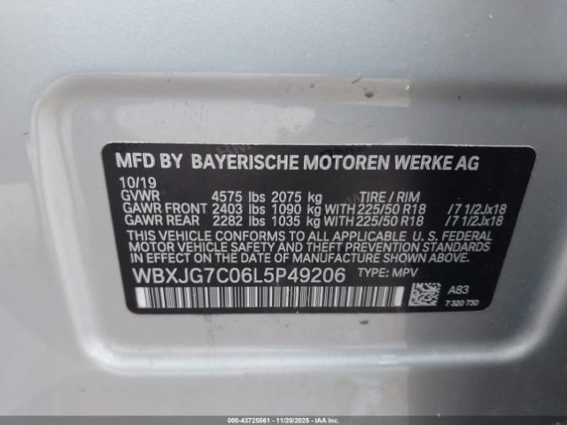 2020 BMW X1 WBXJG7C06L5P49206 Photo 8