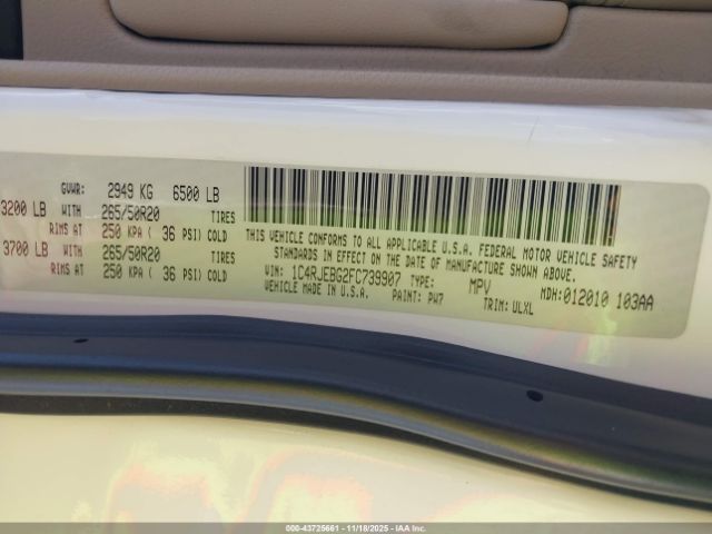 2015 JEEP GRAND CHEROKEE 1C4RJEBG2FC739907 Photo 8