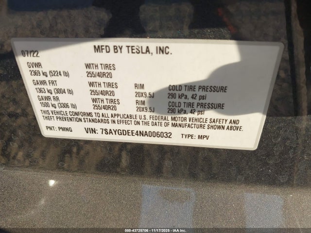 2022 TESLA MODEL Y 7SAYGDEE4NA006032 Photo 8