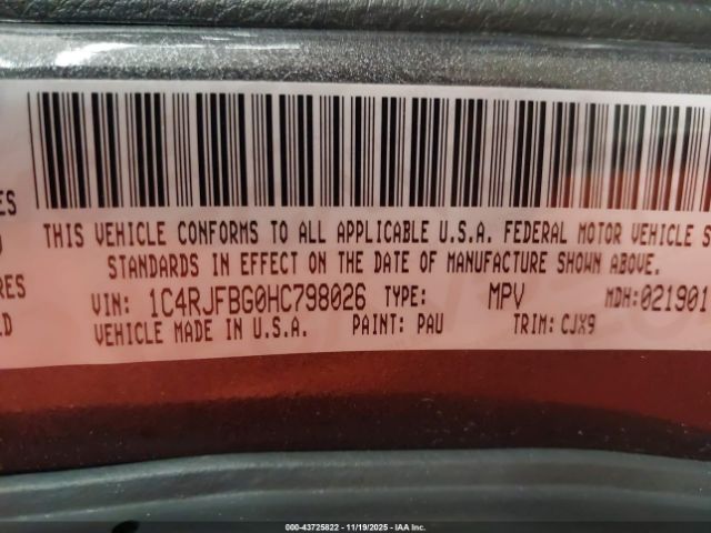 2017 JEEP GRAND CHEROKEE 1C4RJFBG0HC798026 Photo 8