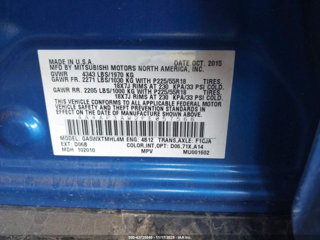 2015 MITSUBISHI OUTLANDER SPORT 4A4AP3AW2FE057566 Photo 8