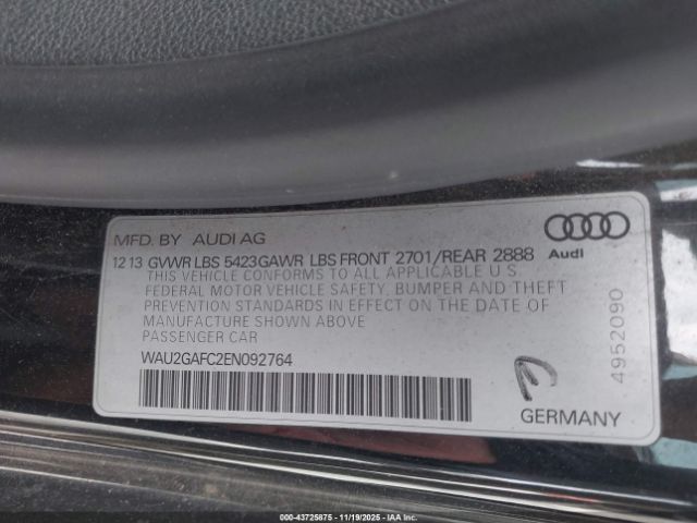 2014 AUDI A7 WAU2GAFC2EN092764 Photo 8
