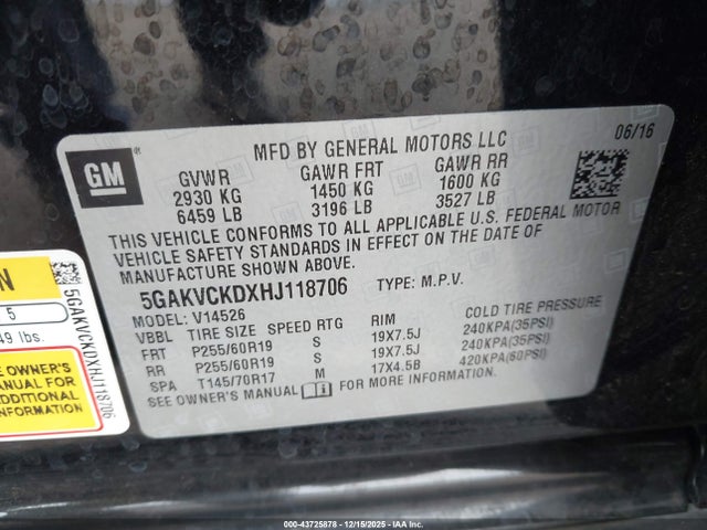 5GAKVCKDXHJ118706 Buick Enclave Premium